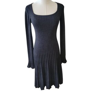 Tahari Charcoal Gray Sweater Knit Dress Size XS